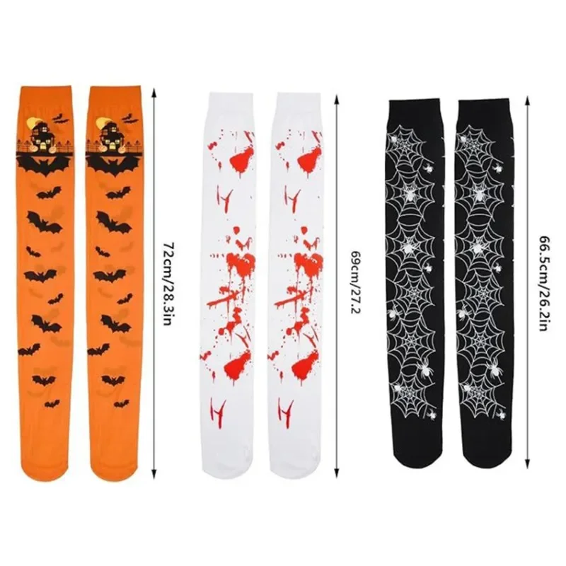 Adult Women Girls Halloween Costumes Cosplay Accessories Stockings Socks Black White Stripe Clown Nun Bat Print Umorden women socks