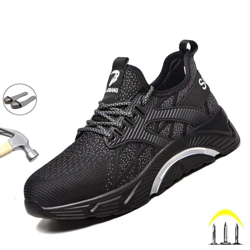 

2023 Safety Shoes Men Anti-Smashing Steel Toe Cap Puncture Proof Construction Lightweight Breathable Sneaker Work Boots Women
