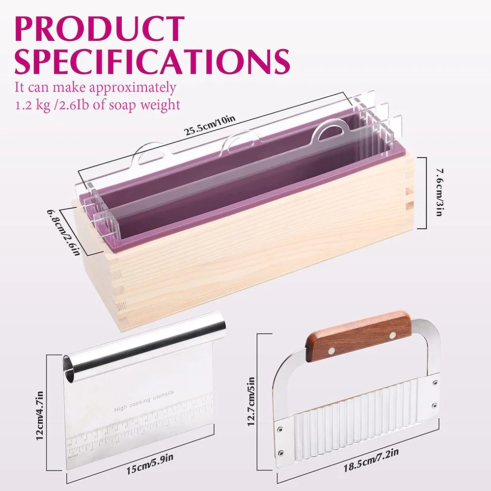 Complete Soap Making Kit for Beginners Taiwan Swirl TS Loaf Soap Mold with Dividers and Cutter Soaps Making Tools