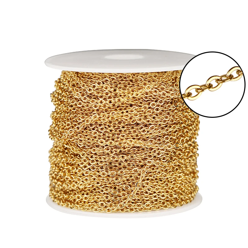 Rose Gold Stainless Steel Chain Necklace - 2 Meters, 1-3mm Gold Link Cable for DIY Jewelry Making Supplies Wholesale