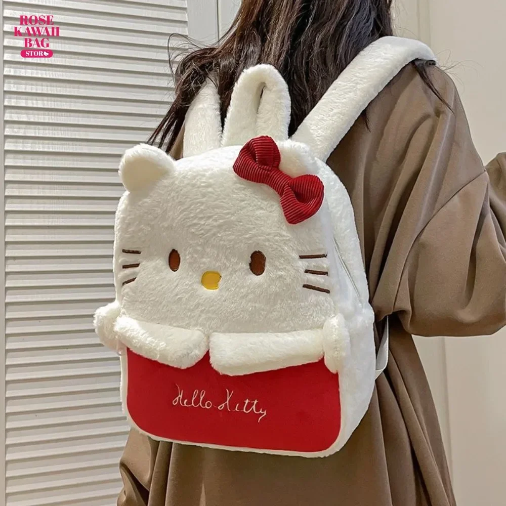 

Hello Kitty Backpack Kawaii Plush Bag Cute Large Capacity Girl Heart Backpack Cartoon Hello Kitty Leisure Bag for Girls Student