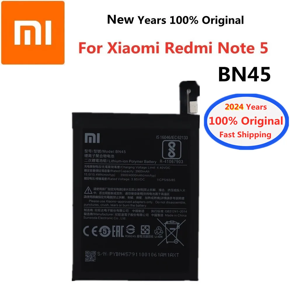 

Аккумулятор BN45 для Xiaomi Redmi Note 5, 2024 мАч, 4000 оригинальный аккумулятор