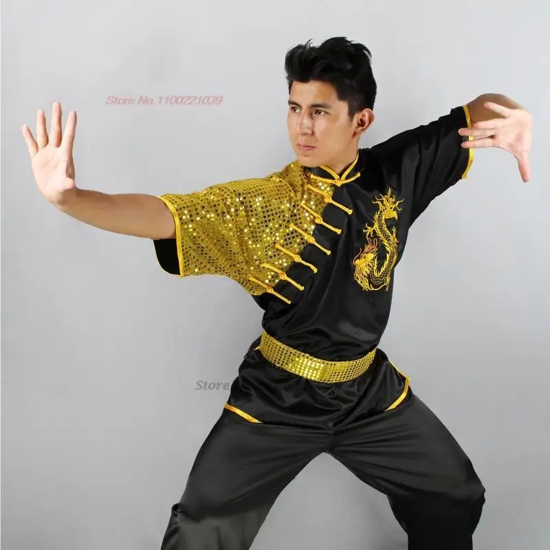 

2024 chinese vintage tai chi wushu clothing dragon embroidery martial arts suit kung fu uniform wing chun shaolin kungfu set