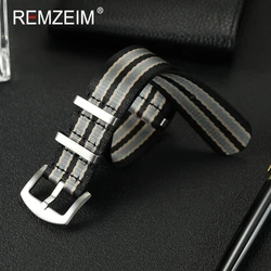 Deluxe Soft Nylon Watch Bracelet - Comfortable Replacement Strap for Men & Women (Black - Khaki)