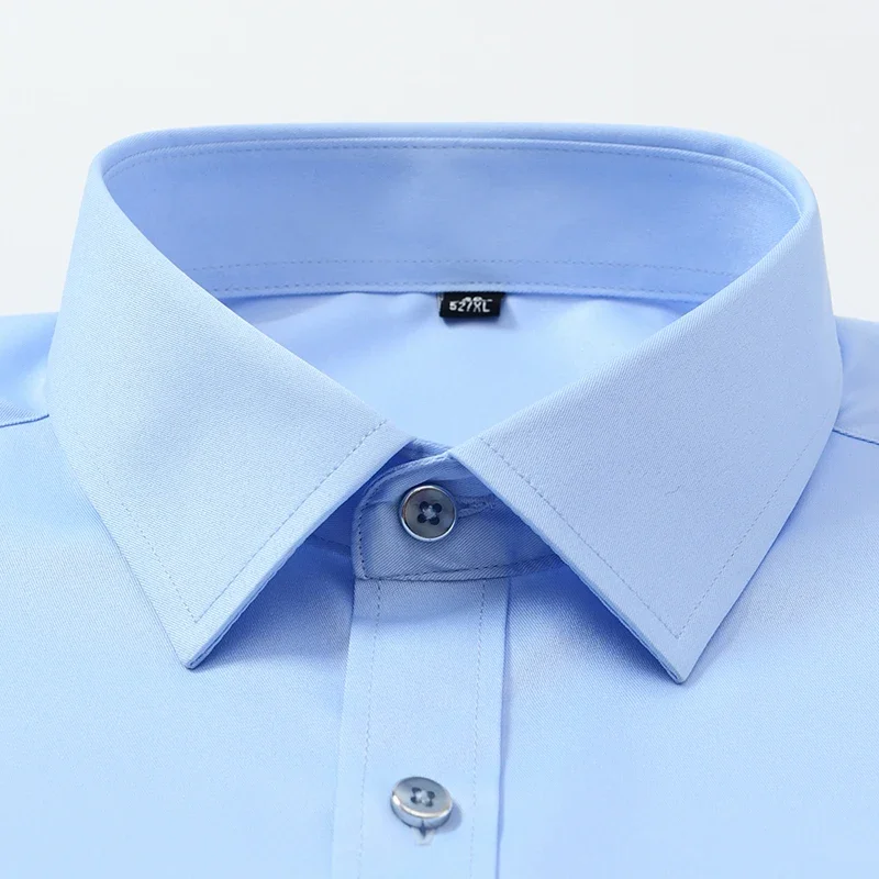 Men long sleeve spandex shirts non-iron solid soft easycare stretch for office