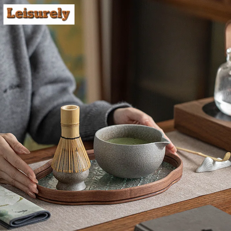 Kiln Fambe Coarse Pottery Matcha Bowl Whisks Standing Bowls Tea Ceremony Accessories Equipment Tea Set Craft Supplies Ornaments