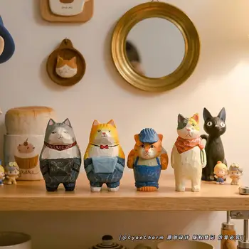 Hand-Carved Wood Cat Figurine 2