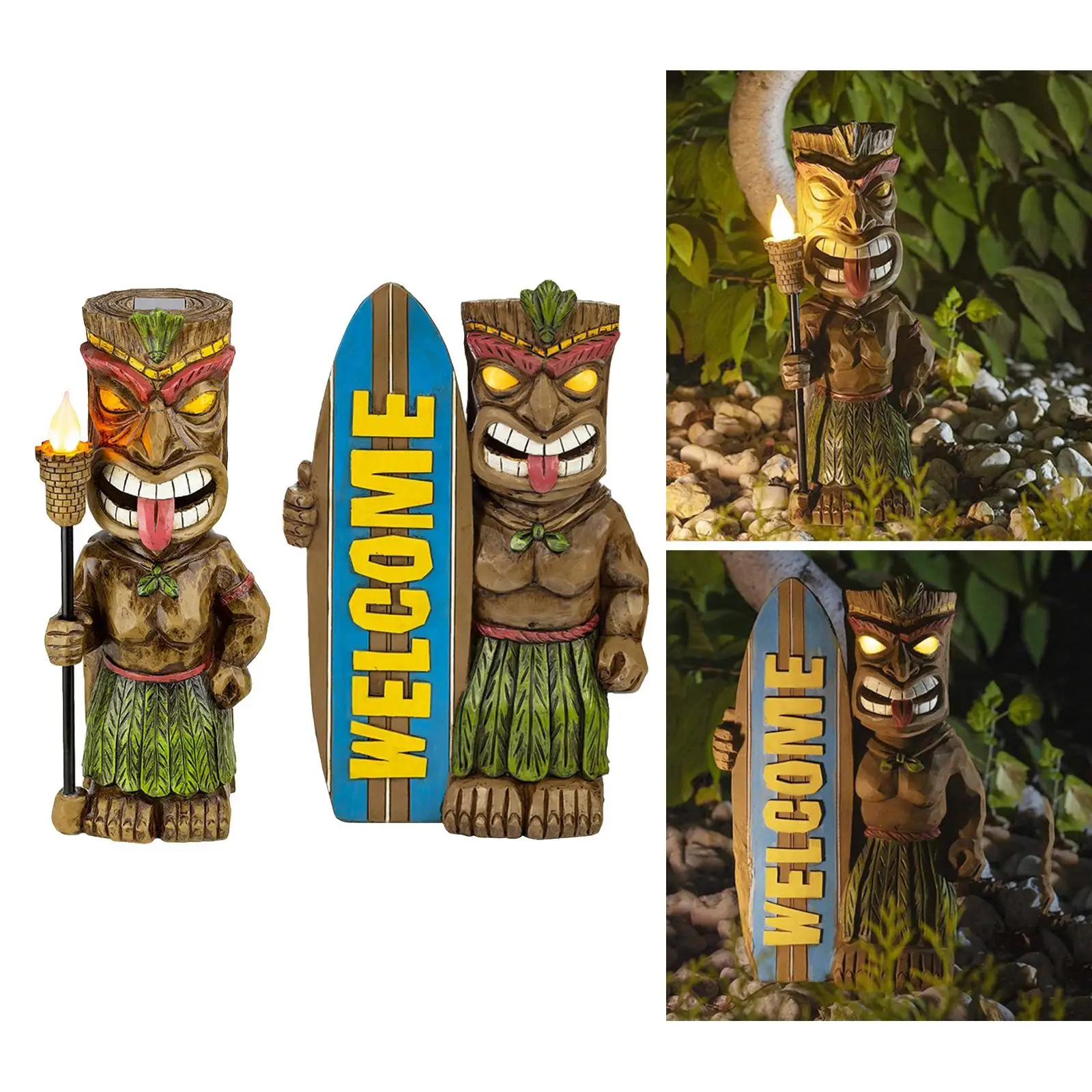 Resin Garden Tiki Shape Statue Ornament Figurine Cabinet Pathway Decoration