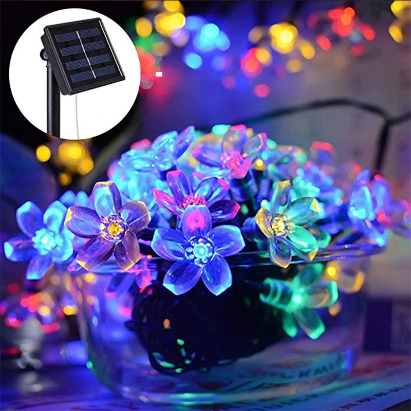 5m 20led Solar String Lights Outdoor Waterproof 8 Mode Battery Operated Cherry Flower Light Christmas Garden Party Decoration 2 4g bt3 0 wireless dual mode mouse mute office mouse 3 gear adjustable dpi built in rechargeable lithium battery light pink