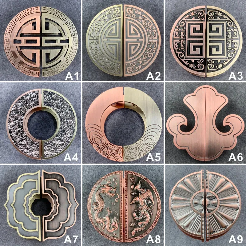 

Antique New Chinese Carved Hollow Semicircle Handle Hotel Door Aluminum Alloy Door Handle