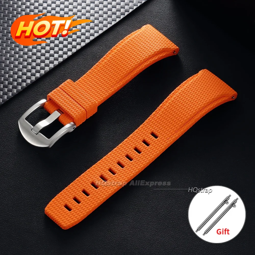 Premium FKM Rubber Waterproof Watch Strap with Curved End - 20/21/22mm