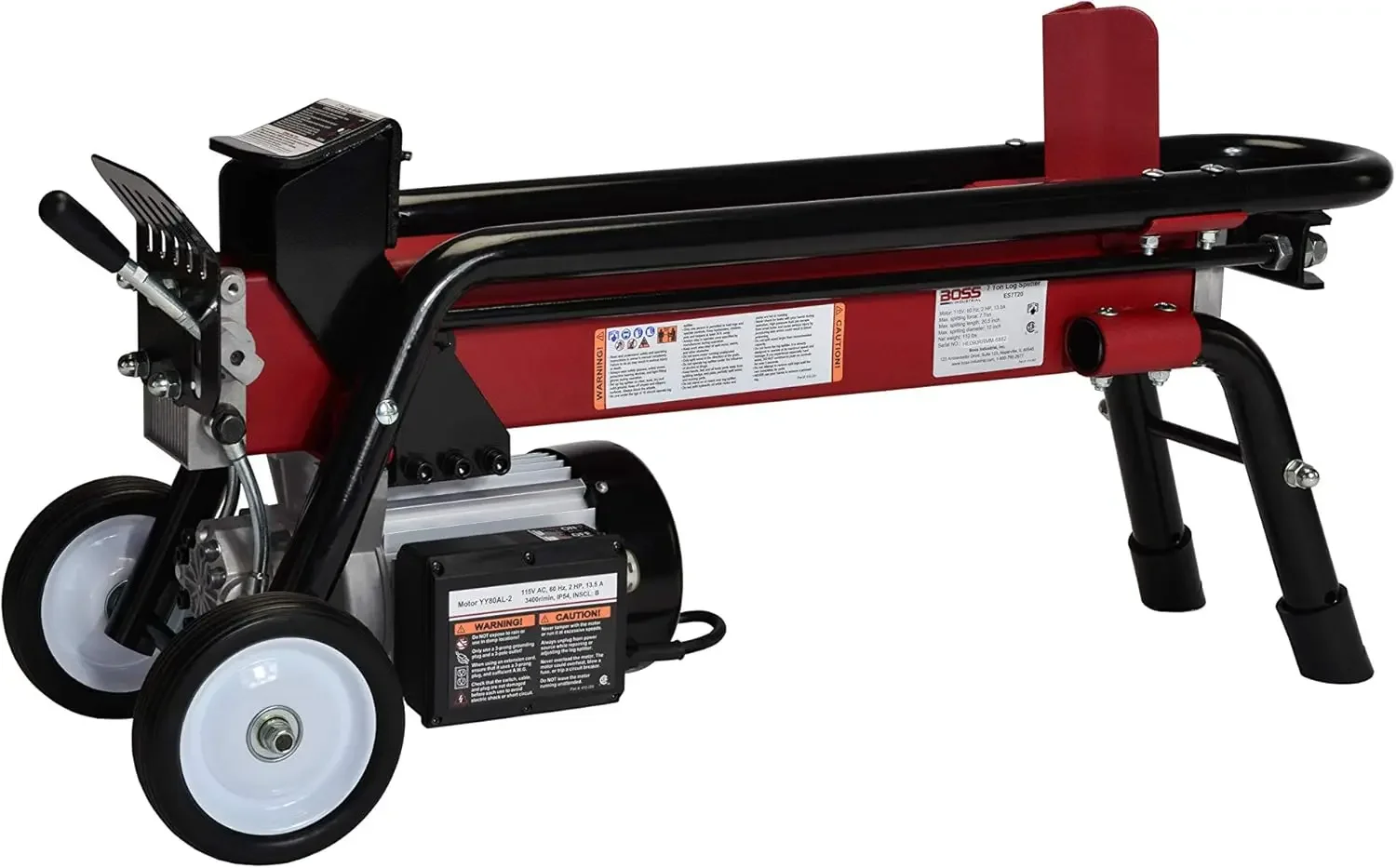 7 Ton Lightweight Portable High Powered Hydraulic Electric Firewood Log Splitter with Rubber Wheels for Home, Garage, or Cabin