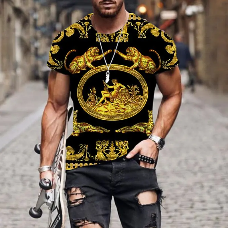 

Men's High End Luxury Pattern TShirts Fashion 3D Printed T-Shirt Summer Clothing O-neck Breathable Short-Sleeve Oversized Tee6XL