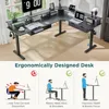 L Shaped Electric Standing Desk, 75X60 Inches, Height Adjustable, Corner Gaming Desk with Drawers, Power Outlets & LED Lights 4