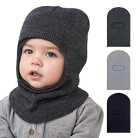 New style kids' hat Baby fall and winter new wool knit pullover hat Solid color warm hat for autumn and winter children's beanie 1