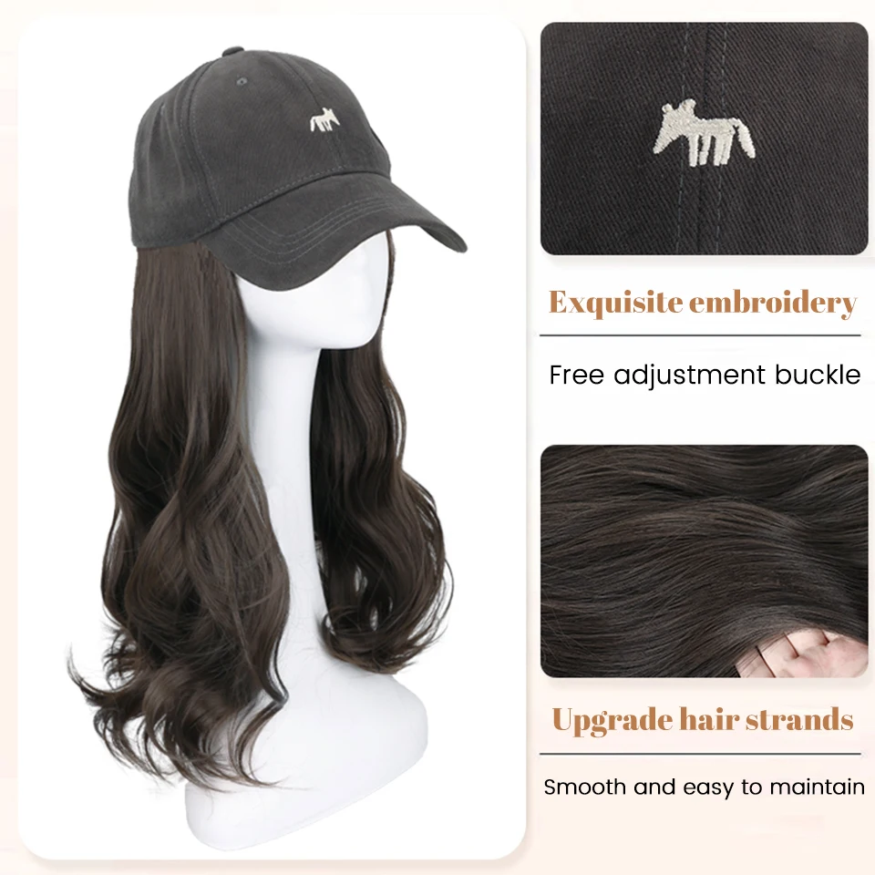 Synthetic Straight Hair Wig Cap for Women Black Brown