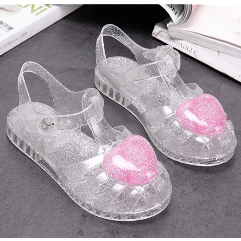 MERI AMM LED Lightening Shoes Heart For Princess Dress Up Girls Sandals Daily Jelly baby shoes