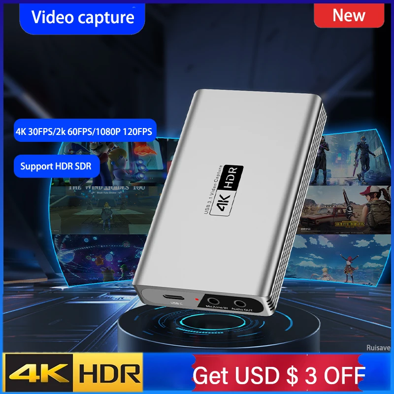 

Video Capture Board Recording 4K 30FPS 2K 60FPS 1080P 120FPS Look-out 4K 60Hz for PS4 PS5 Nintendo Switch Xbox Placa De Captura