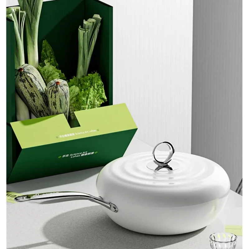 

Nordic Style Cooking Pot Non-stick Pan No Oil Smoke Not Easy To Rust Wok Pan Gas Induction Cooker Universal Cookware