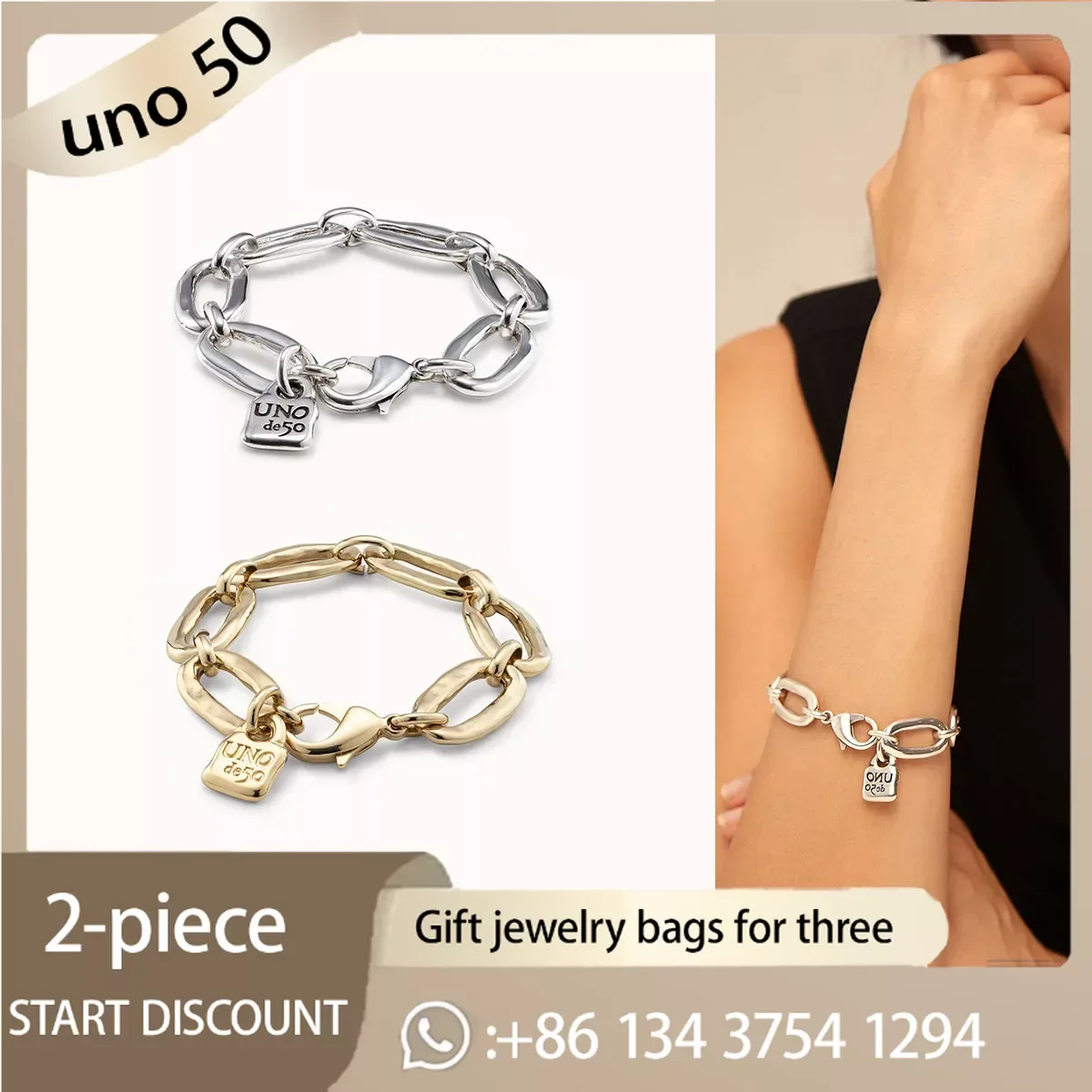 

2024 Classic UNO DE 50 Fashion 925 Silver Bracelet Women Niche Design Romantic Valentine's Day Gift Jewelry