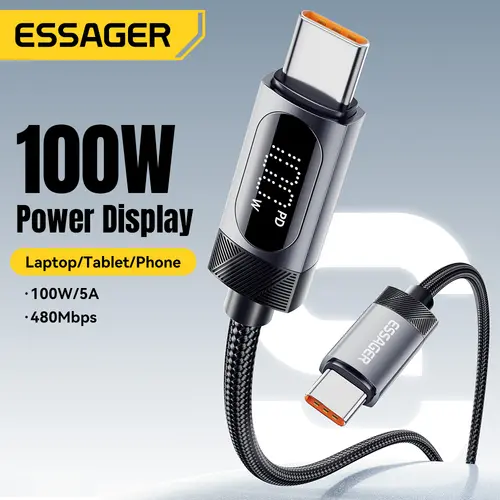 Essager Digital Dispaly USB C Cable For iPhone 17 16 15 Xiaomi Huawei 100W PD Fast Charging For Macbook iPad Type C to C Cable - Image 2