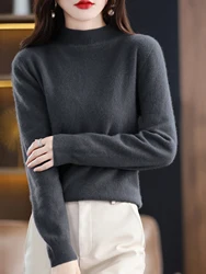 Women's Luxurious Merino Wool Cashmere Turtleneck Sweater - Cozy Long Sleeve Knit Pullover - M (Dark Grey)