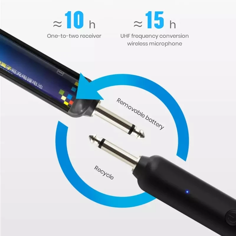 U12FS One for Two Head Wear Wireless Microphone, UHF Low-power Wireless Frequency Conversion Technology with Digital Screen