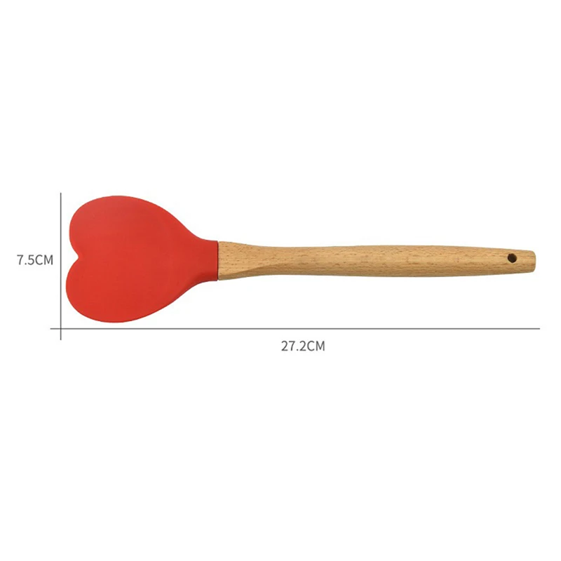 1PC Silicone Heart Shape Pastry Spatulas With Wooden handle Cookie Spoon Baking Accessories Kitchen Tools Utensils silicone spatula silicone kitchen utensils silicone cooking spoon