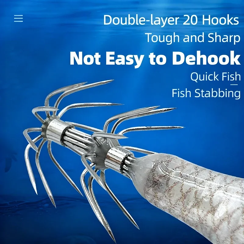 1/5/10/20pcs 3D Laser Horizontal Shrimp Squid Hook Glow-in-the-dark Shrimp Double Umbrella Hook Blowpipe Lure Bass Cuttlefish