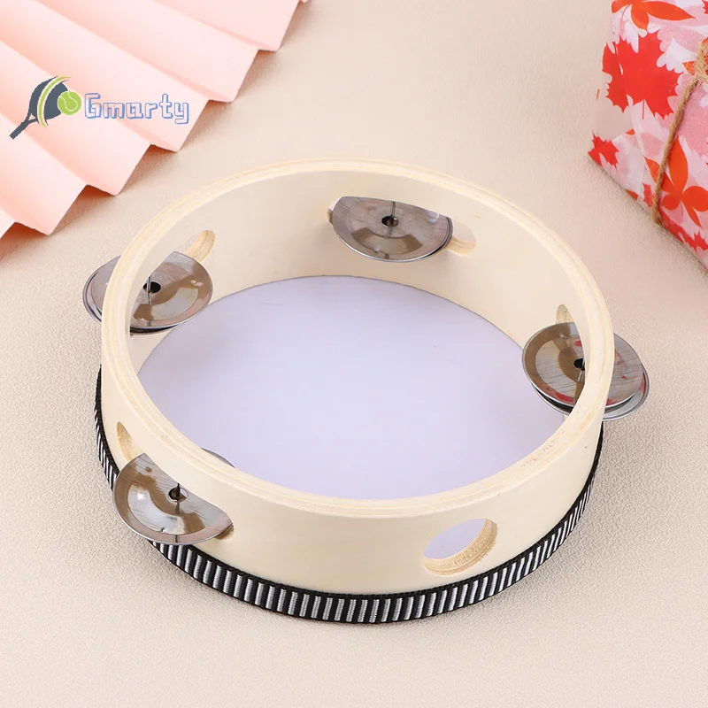 1Pc 15cm Wooden Tambourine Drum Kids Handheld Drum Percussion Musical Instruments Toys For Children Educational Toys