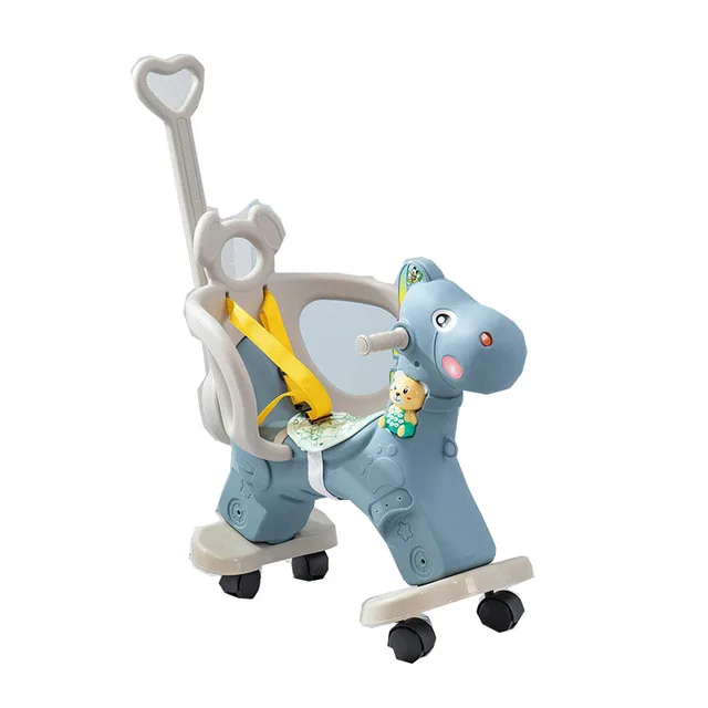 Kid Music Rocking Horse Plastic Flashing Rocking Horse Sliding Cart Baby Infant Multi-Function Rocking Chair Wooden Ride On Toys 5
