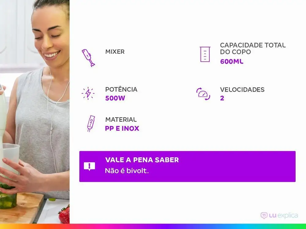 Mixer 2 em 1 Mondial 500W Vermelho e Inox - 110V 2