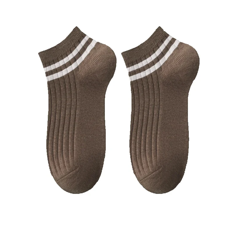 2025e Pure Cotton Summer Thin Two Stripes Short Tube Spring And Autumn All-Cotton Deodorant Sweat-Absorbing Men's Socks_voghion.com