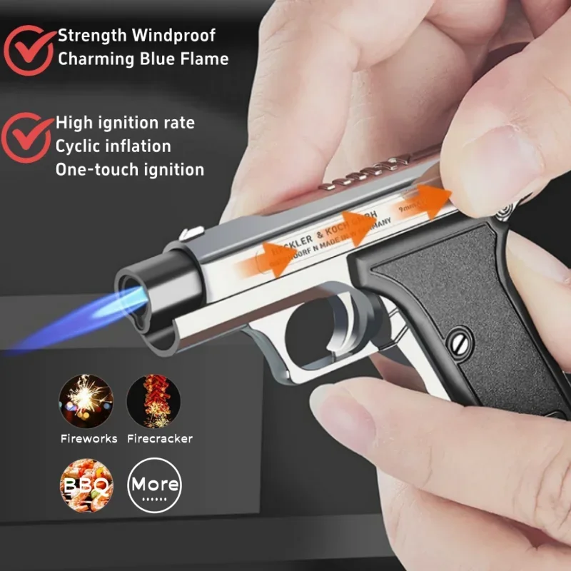 Mini Pistal Style Torch Lighter with Keychain Windproof Jet Flame Cool Lighter Refillable Butane Gas Gun Lighter Isqueiro butane gas lighter cigarette lighter