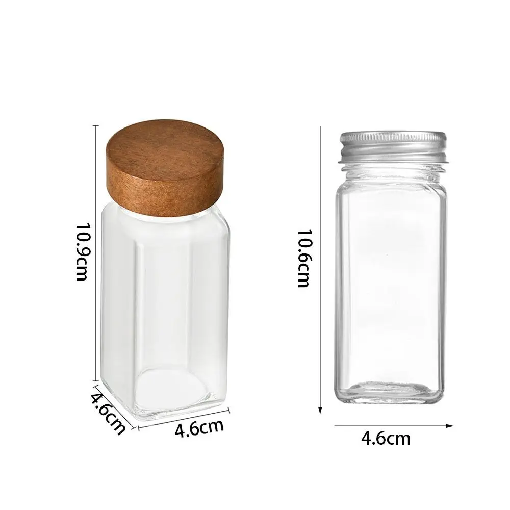 Transparent Storage Tank Glass Sealed Spice Jars Dispensing Bottles Storage Tool Square Spice Jar with Acacia Wood Lids 6