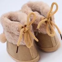 Boys Girls Boots Plus Velvet Shoes Infant Toddler Booties Shoes Soft Sole Indoor Walking Shoes 0-18M 4