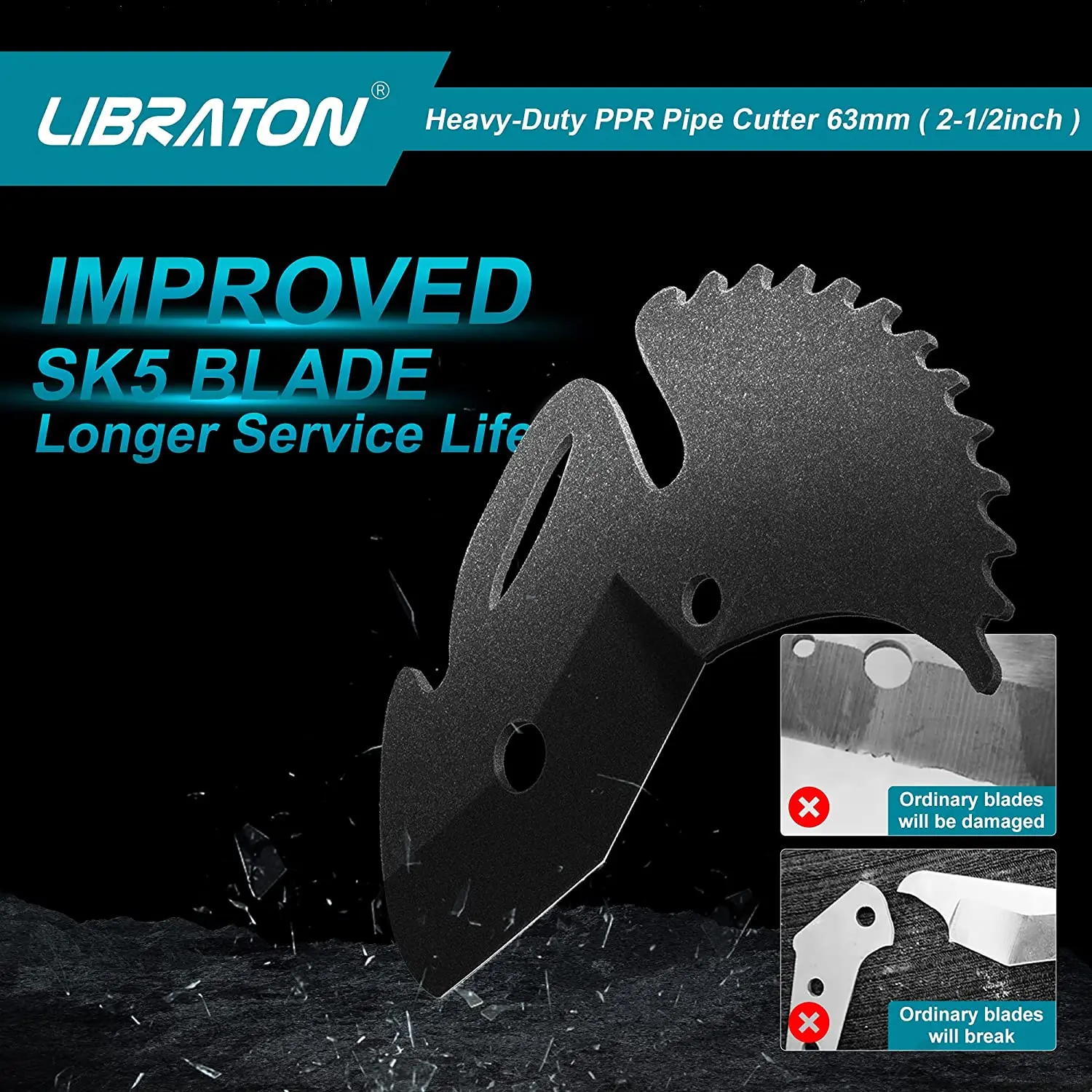 Libraton PVC Pipe Cutter Heavy-duty Up to 42mm / 63mm, Large PVC Cutter, Plastic Pipe Cutter for Cutting PVC Plastic Pipe