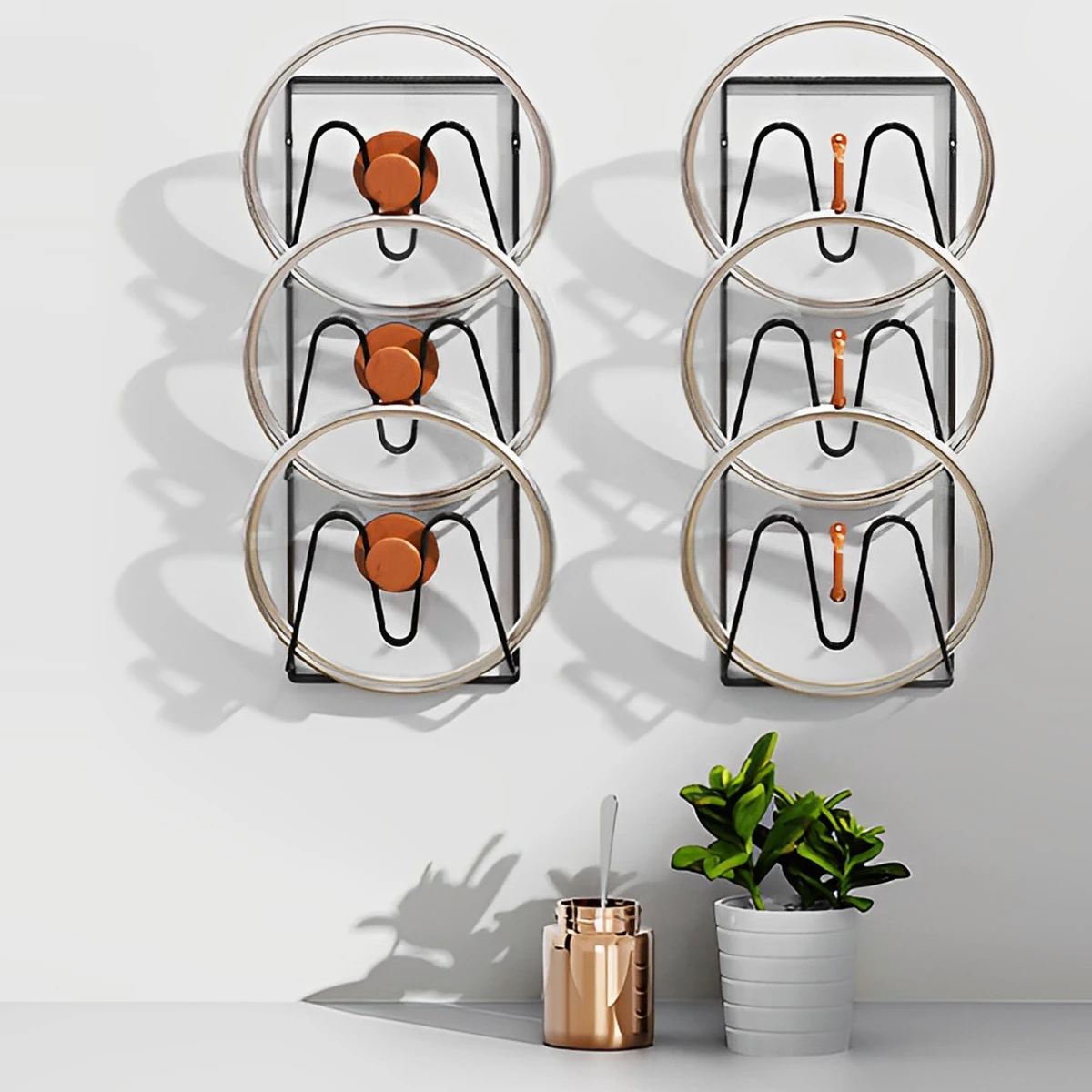 Metal Wall Mounted Pot Lid Rack Organizer