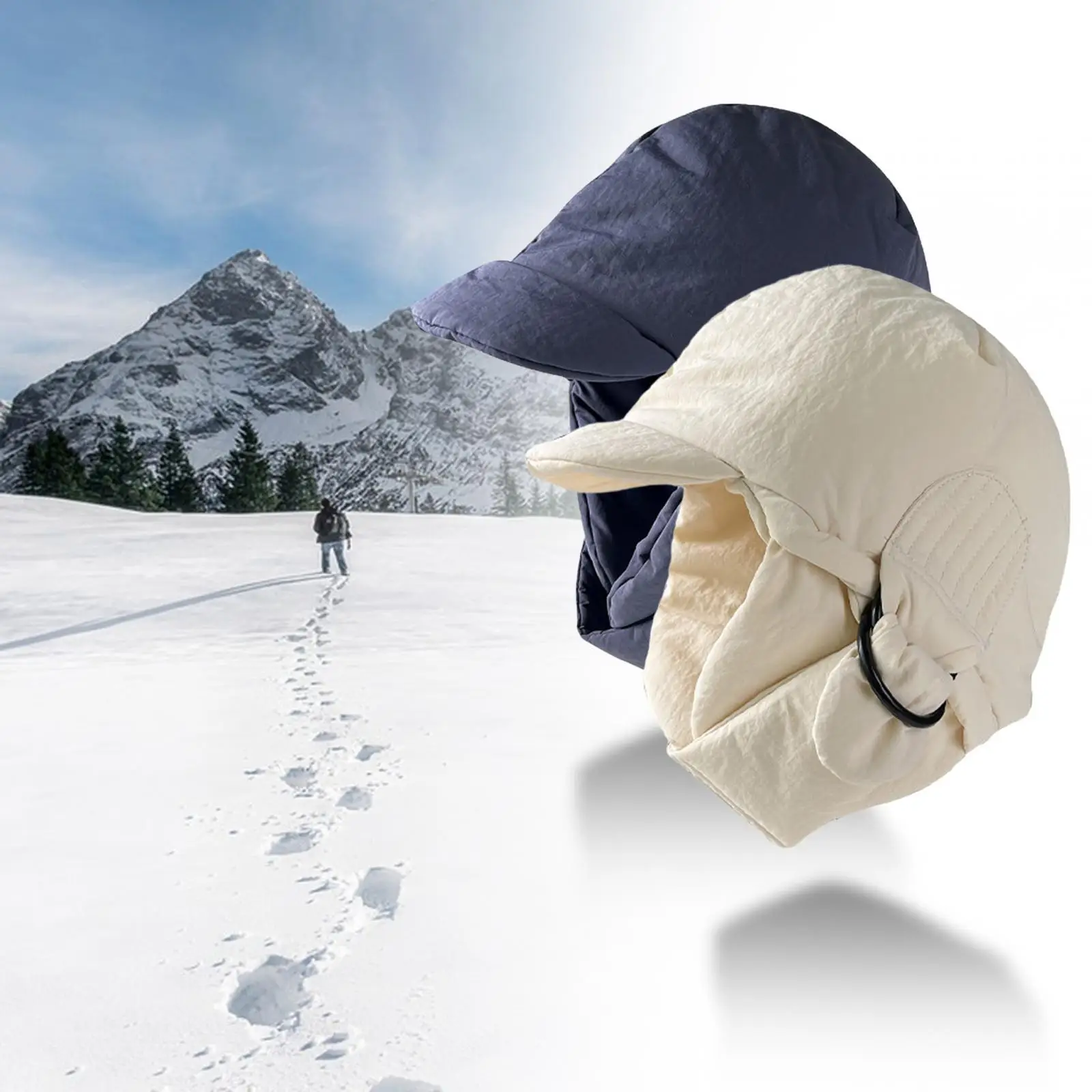 Down Hat with Ear Flaps Ear Protection Warm Hat with Visor Trendy Winter Hat for Camping Snow Sports Hiking Backpacking Skating