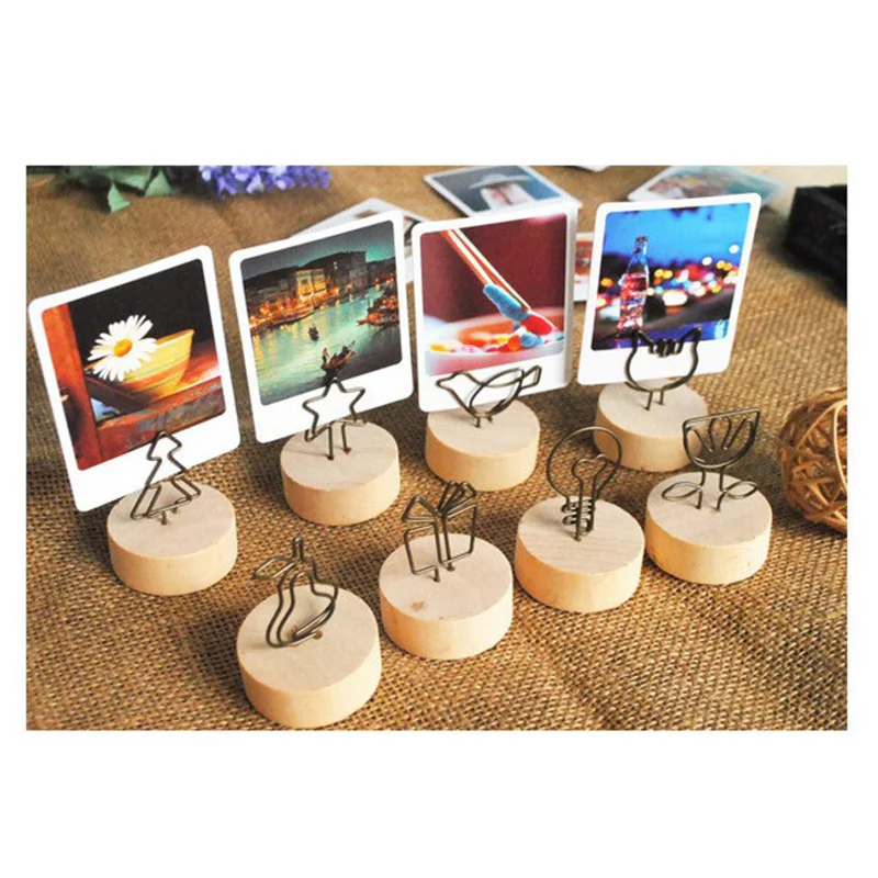 1/3/10pcs Creative Round Wooden Note Picture Frame Clip Wedding Photo Holder Place Card Holder