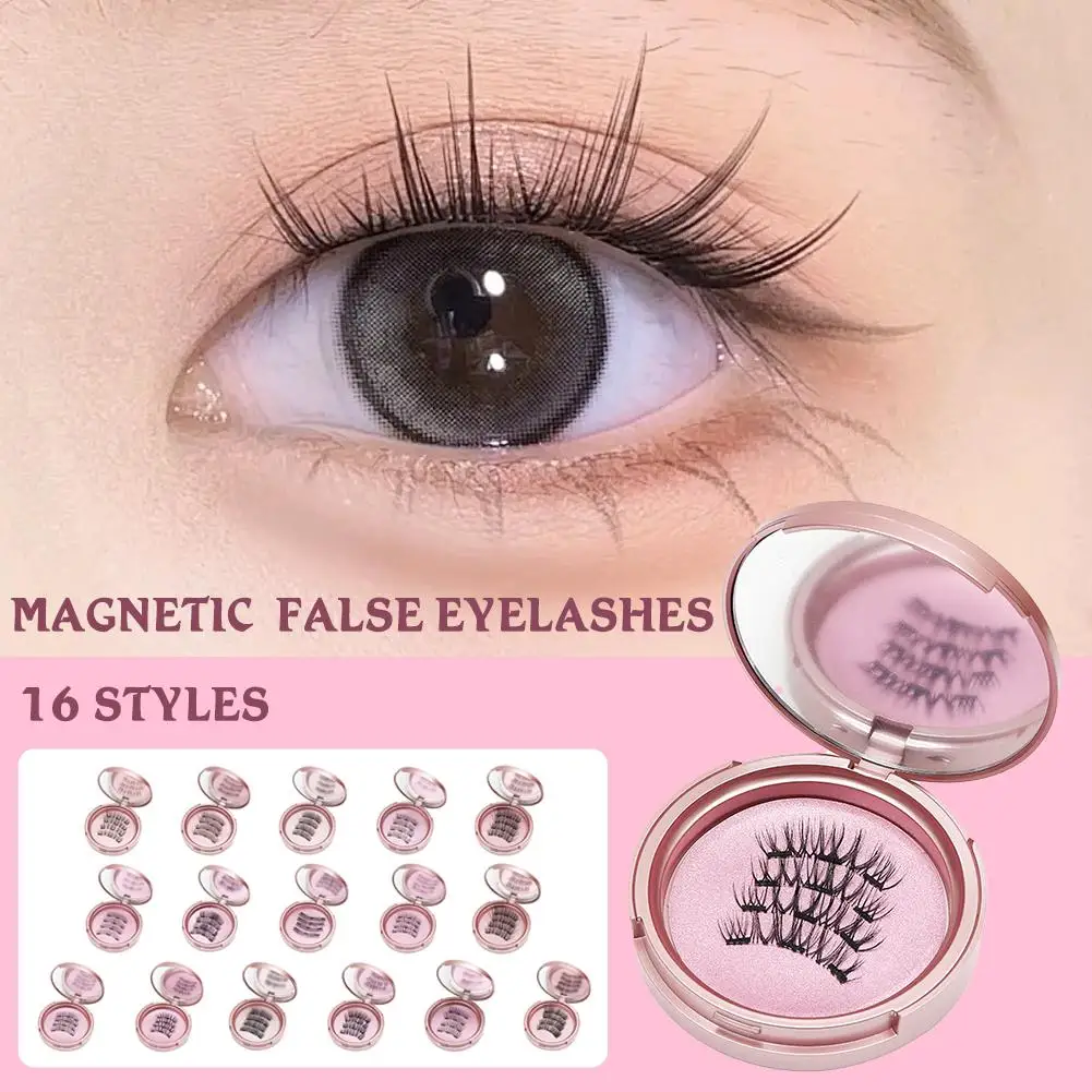 2 pair Magnetic False Eyelashes Natural Reusable Glue Fake Fluffy Extension Free Eye Lash Lasting Makeup Cosmetics Long 3D B3C5