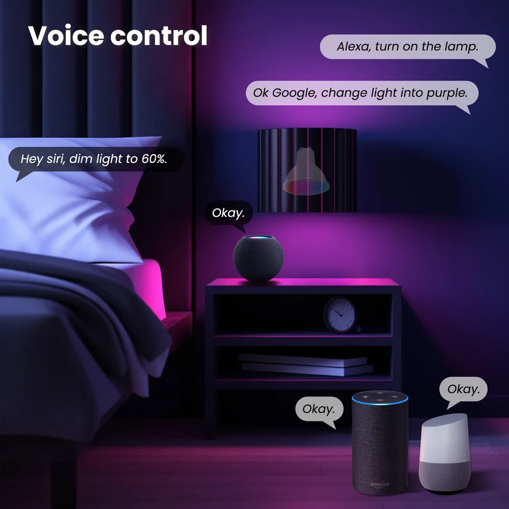 투야 매터 와이파이 16색 RGB C+W 전구 E27 E14 GU10 가정용 조명 디밍 가능 LED 캔들 램프 음성 제어 알렉사 구글 홈