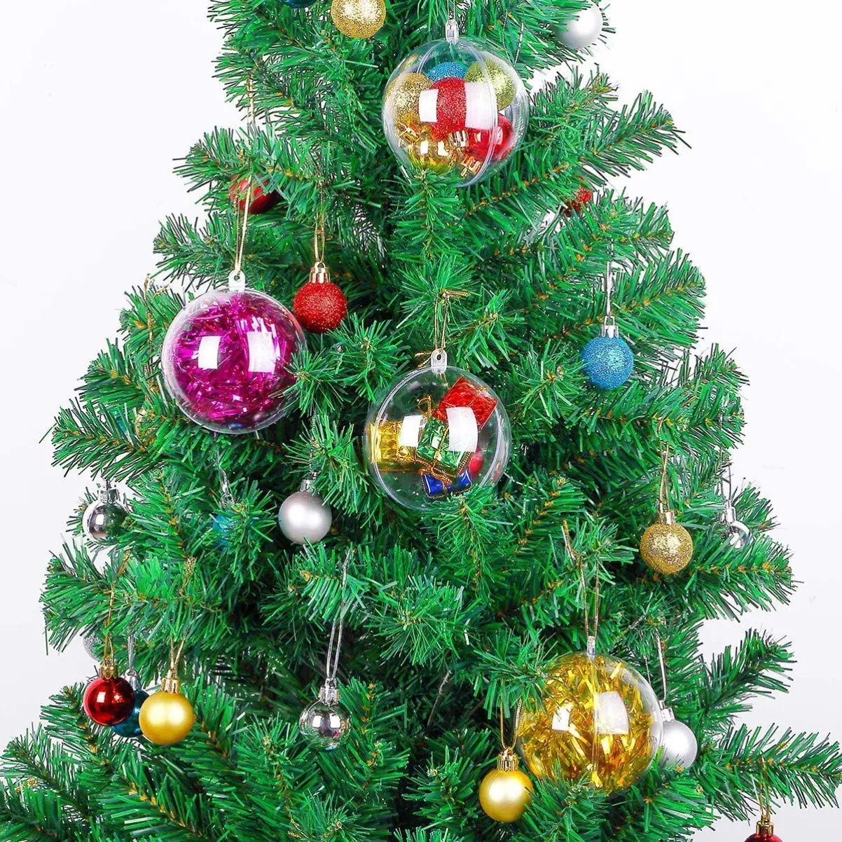 5-10CM Christmas Transparent Ball Plastic Fillable Bauble Xmas Tree Hanging Ornaments Decoration for Home Wedding Party Gift Box for christmas decorations