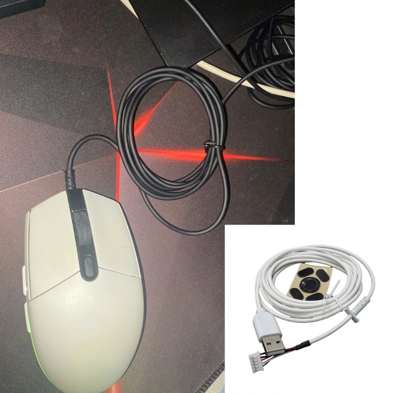 Cabo Usb Mouse e Pés Mouse para Logitech G102 Gaming Peça de Reposição Acessório de Reparo Durável Conjunto - Imagem 5