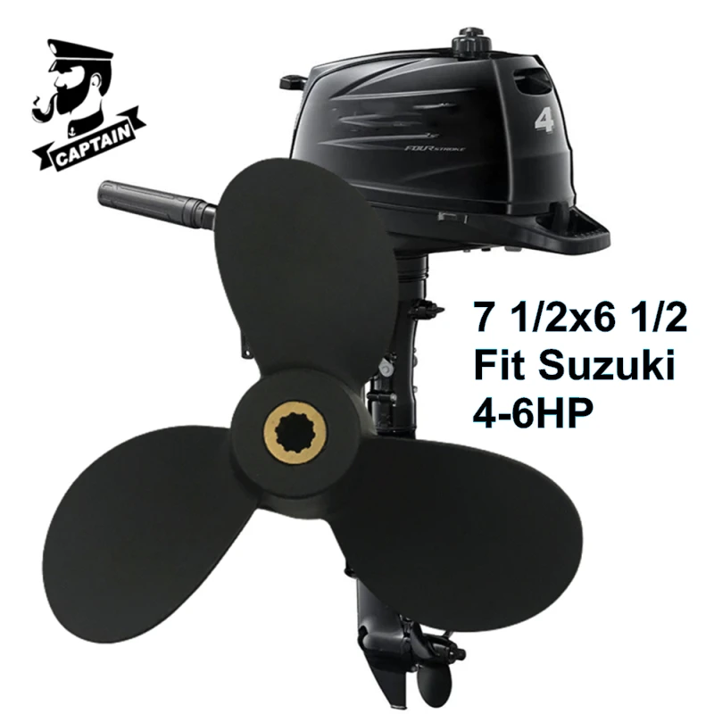 Marine Propeller RC Propellers Captain Outboard Propeller 7 1/2x6 1/2 Fit Suzuki Engines DF4 DF5 DF6 4HP 6HP 10 Tooth Spline Aluminum Propeller 58110-91JM0-019