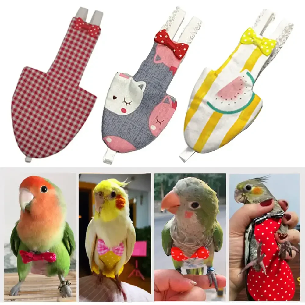 Japanese Style Sakura Birds Flight Suit with Bow Tie Parrot Diaper Flight Suit Diaper Clothes Parakeet Pigeon Medium Pet Bird - Image 5