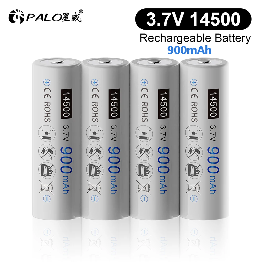 

PALO 14500 3.7V Li-ion rechargeable battery 900mAh AA 14500 Lithium Battery for Shaver Electric Toothbrush Alarm