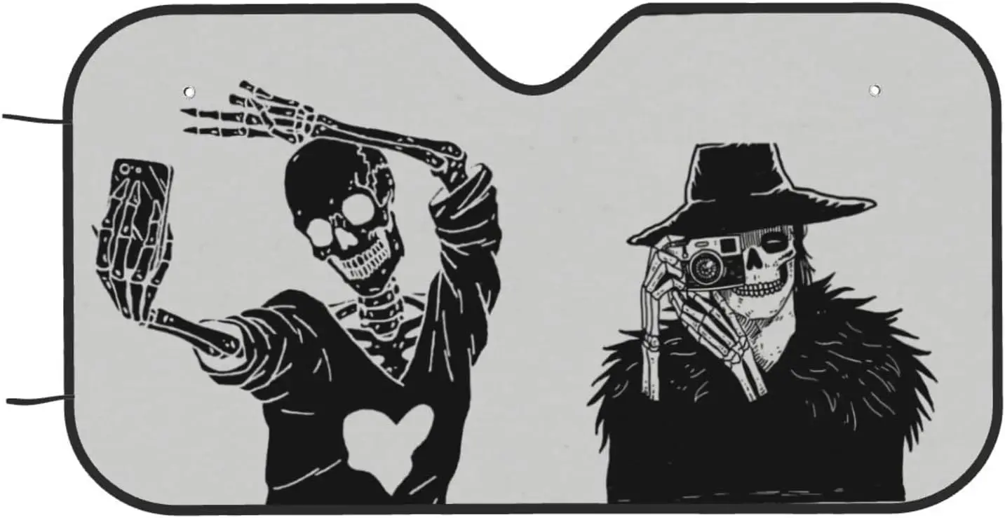 

Skull Car Windshield Sun Shade for SUV Funny Foldable Accordion Style UV Blocking Sun Protection Fits Most Sedans Trucks 1 Piece