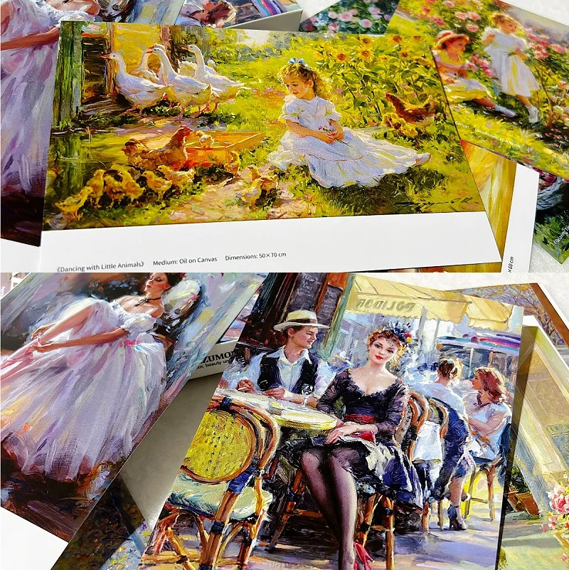 30Pcs Konstantin Razumov 걸작 엽서 홈 장식을위한 러시아 현실주의 스타일 아트 인사말 카드