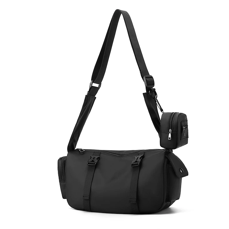 Men's Black Shoulder Bag - Zipper Shoulder Bag, Messenger Bag, small shoulder bag